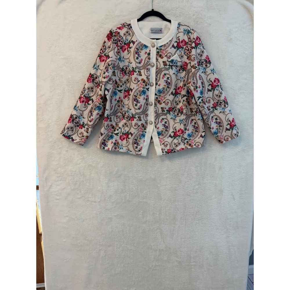 Pablo Collection Vintage Floral Paisley Blazer Jacket Womens 20WP Plus Petite US